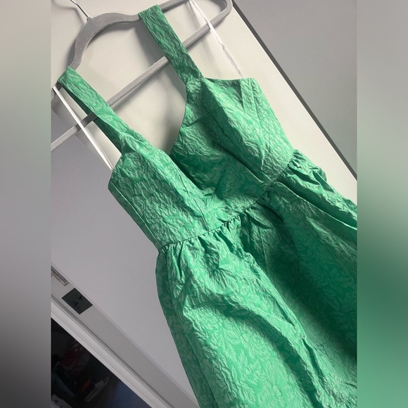 NWT Lulus Spanish Getaway Green Floral Lace-Up Midi Dress With Pockets - Picture 2 of 3